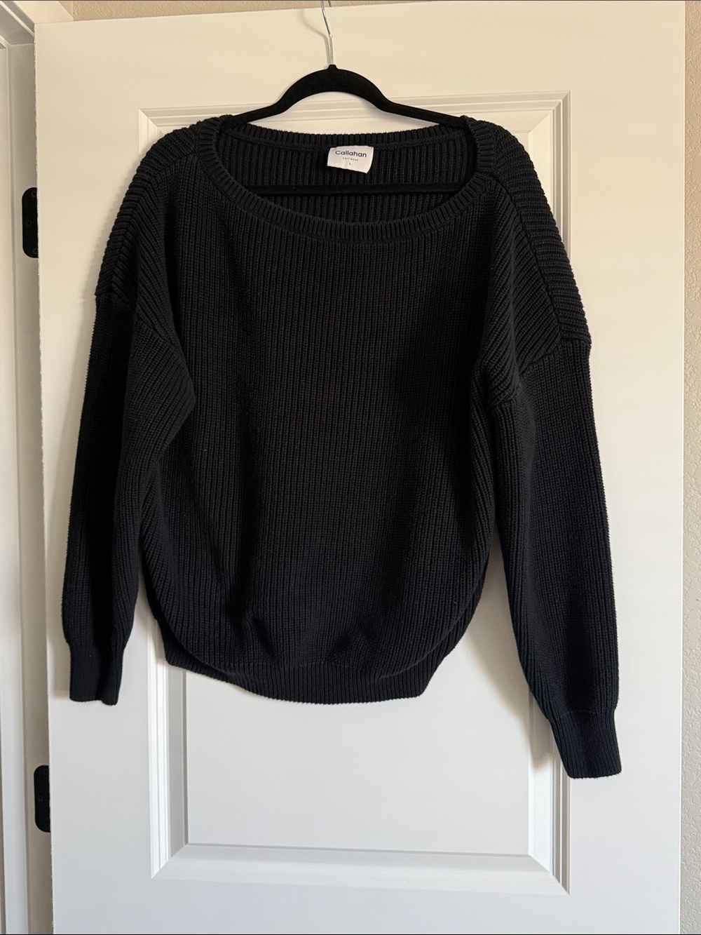 Callahan Black Ribbed Scoop Sweater